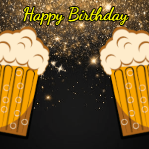 Happy Birthday GIF:Beer and Sparkles Birthday Cupcake