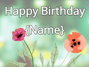 Happy Birthday GIF:Happy Birthday Flower GIF red & poppy on a green