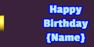 Happy Birthday GIF:pink birthday cake on pink with baby blue & blue text