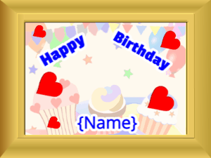 Happy Birthday GIF:Birthday picture: party stars blue cursive