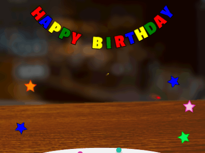 Happy Birthday GIF, birthday-5534 @ Editable GIFs,candy Cake, flying flares on a pub background