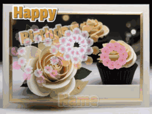Elegant Flower and Cupcake Birthday Card