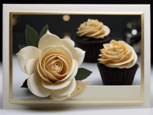 Happy Birthday GIF:Elegant Flower and Cupcake Birthday Card