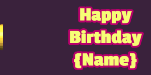 Happy Birthday GIF:candy birthday cake on pink with yellow & blue text