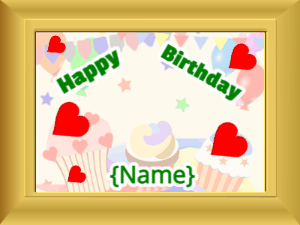 Happy Birthday GIF:Birthday picture: party stars green cursive