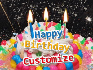 Happy Birthday GIF:Birthday Cake Flying Polka Dots
