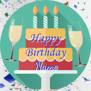 Happy Birthday GIF:Cake and Champagne
