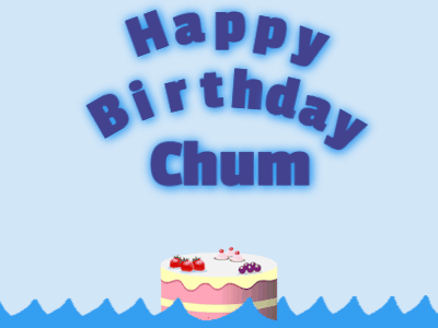 Happy Birthday GIF, birthday-6114 @ Editable GIFs,Birthday shark gif: fruity cake &amp; blue text