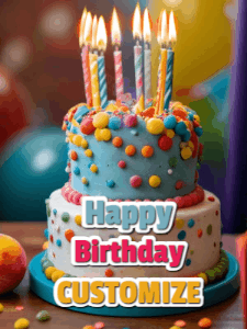 Happy Birthday GIF:Birthday Cake Heart Confetti