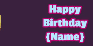 Happy Birthday GIF:candy birthday cake on pink with baby blue & blue text