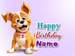 Happy Birthday GIF:Cute Puppy Hearts
