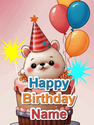 Cute Happy Birthday GIF, birthday-634 @ Editable GIFs,Cute Birthday Friend on a Cake