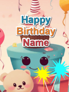 Happy Birthday GIF:Birthday Teddy and Giftbox