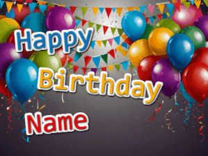 Happy Birthday GIF:Falling Glitter Balloon Party