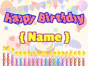 Happy Birthday GIF:Bouncing Birthday Candles on a cupcake background: block