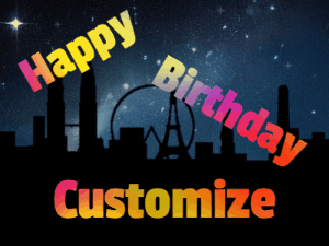 Happy Birthday GIF:Fireworks Star City Skyline
