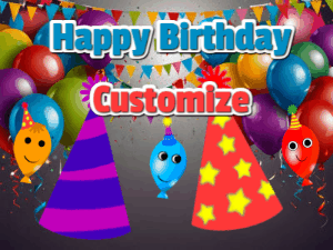 Happy Birthday GIF:Cute Balloons and Party Hats