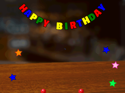 Happy Birthday GIF, birthday-7134 @ Editable GIFs,chocolate Cake, flying flares on a pub background