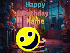 Birthday Happy Face with Cake for a Party