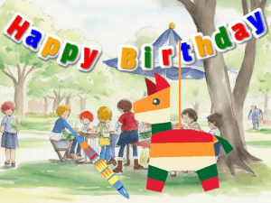 Happy Birthday GIF:Pinata in a Park