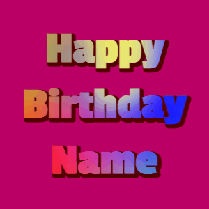 Happy Birthday GIF:hearts fireworks on black, block font, rainbow effect