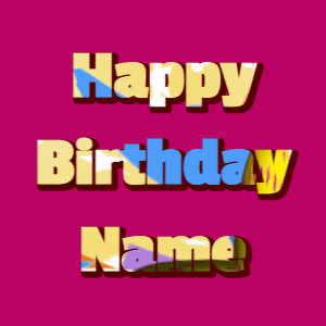 Happy Birthday GIF:hearts fireworks on black, cursive font, rainbow effect