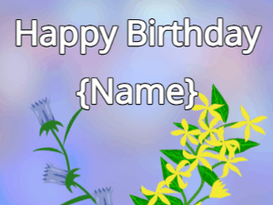 Happy Birthday GIF:Happy Birthday Flower GIF tulips & yellow on a blue