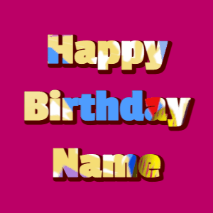 Happy Birthday GIF:stars fireworks on black, block font, rainbow effect