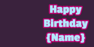 Happy Birthday GIF:chocolate birthday cake on pink with baby blue & blue text