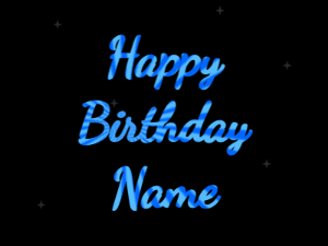 Happy Birthday GIF:heart fireworks,candy cake, block font, sunburst animation