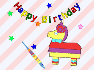 Happy Birthday GIF:Birthday pinata and candy