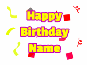Happy Birthday GIF:Birthday greeting with colorful confetti