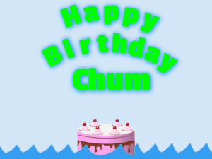 Happy Birthday GIF:Birthday shark gif: pink cake & green text