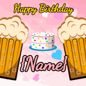 Birthday gif candy cake: pink, hearts
