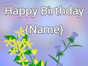 Happy Birthday GIF:Happy Birthday Flower GIF yellow & tulips on a blue
