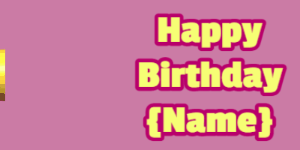 Happy Birthday GIF:pink birthday cake on blue with yellow & blue text