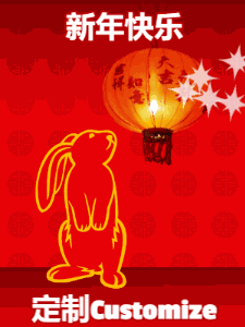 Curious New Years Rabbit with Lantern