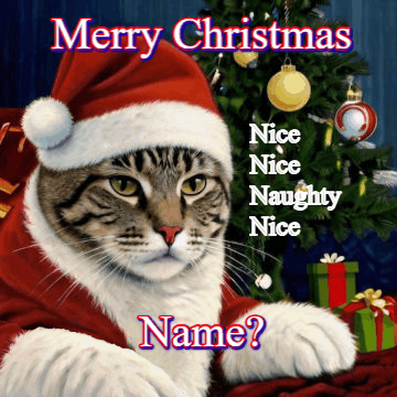 Christmas GIF, christmas-16 @ Editable GIFs,Cat Santa Judges Naughty or Nice