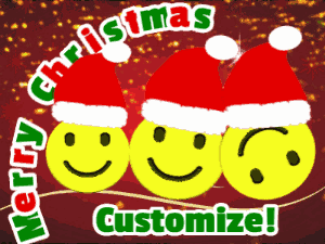 Smiley face emojis in Santa hats