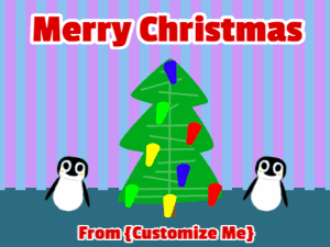 GIF: Christmas tree with singing penguins