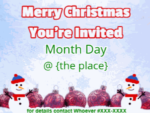 Animated Christmas invitation with snowman