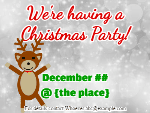 GIF: Christmas Invitation with colored snowflakes on white background