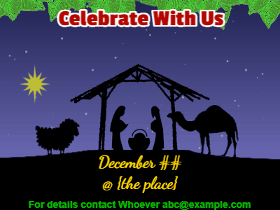 Virtual Christmas Invitation, christmas-invite-8 @ Editable GIFs, Manger Christmas Invitation