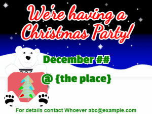 GIF: Christmas party invitation with polar bear