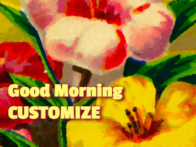 Good Morning GIF, good-morning-103 @ Editable GIFs,Painted flowers with bird and confetti