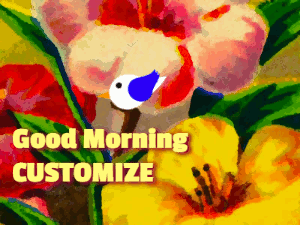 Painted flowers with bird and confetti