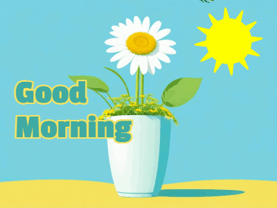 Good Morning GIF, good-morning-117 @ Editable GIFs,Potted daisy and visiting bee