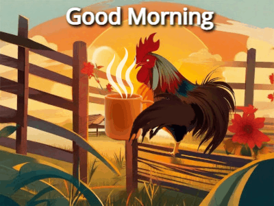 Good Morning GIF, good-morning-118 @ Editable GIFs,Morning rooster coffee wakeup