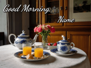 GIF: Good Morning Breakfast Tea and Orange Juice