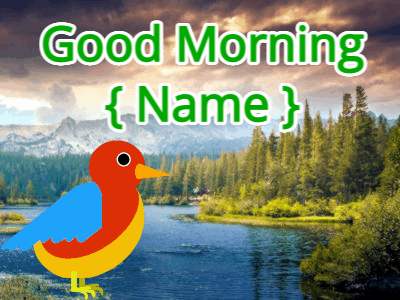 Good Morning GIF, good-morning-29 @ Editable GIFs, Birdie tweets over mountains